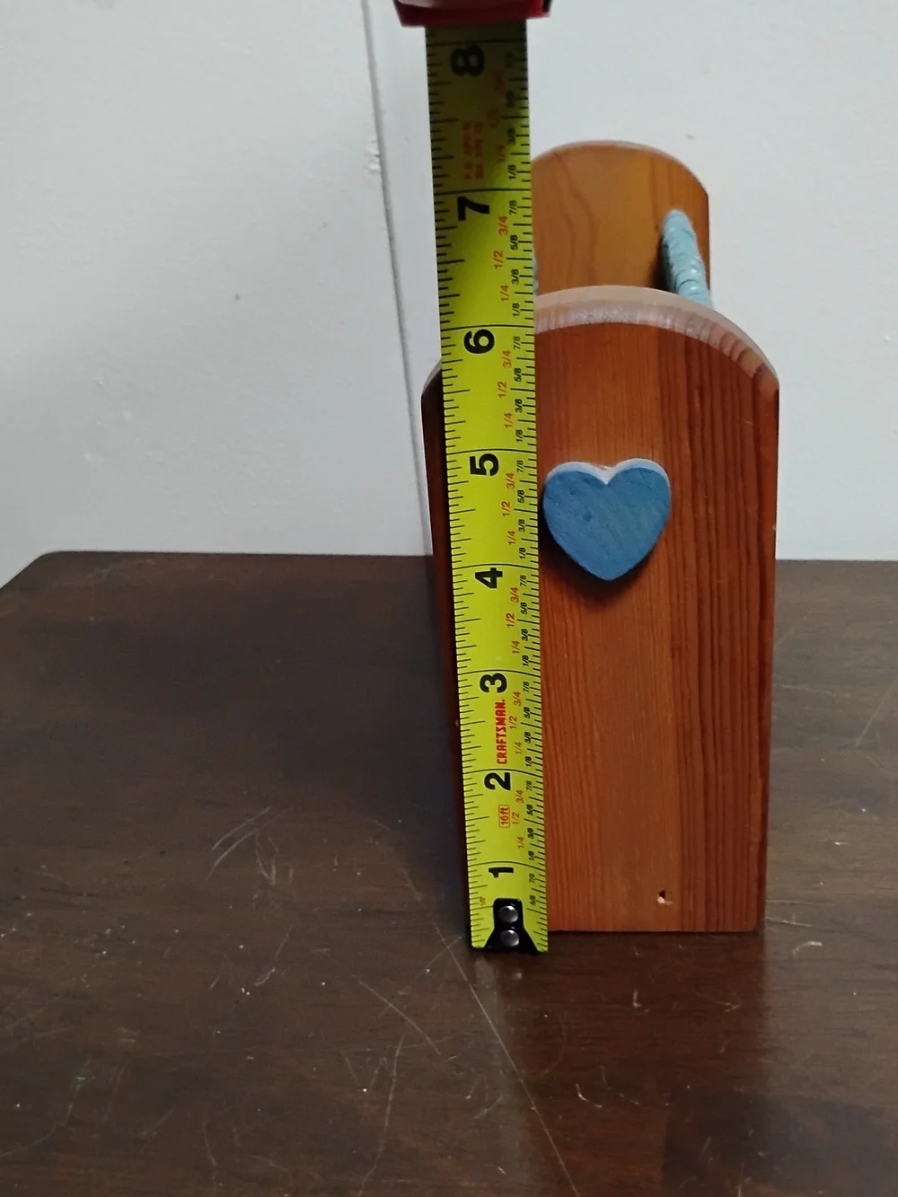 Wooden Heart Napkin Holder Curtain Kitchy Cottagecore Rustic Cabin Blue/Hearts